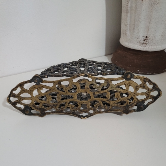 Vintage Brass Letter Napkin Mail Holder Organizer - Picture 7 of 7